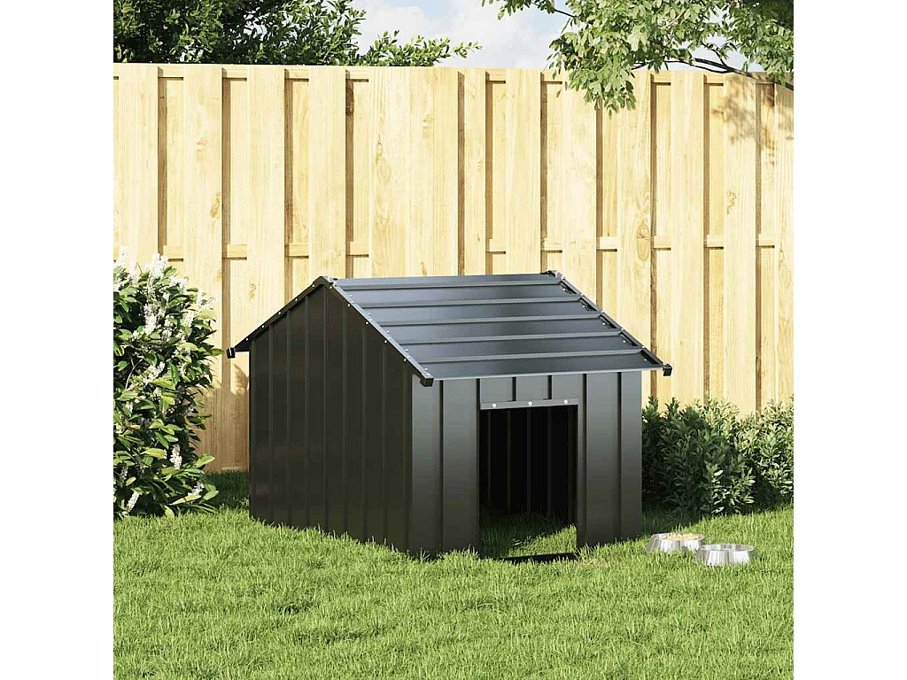 Caseta para perros con techo acero galvanizado 83x130x85 cm