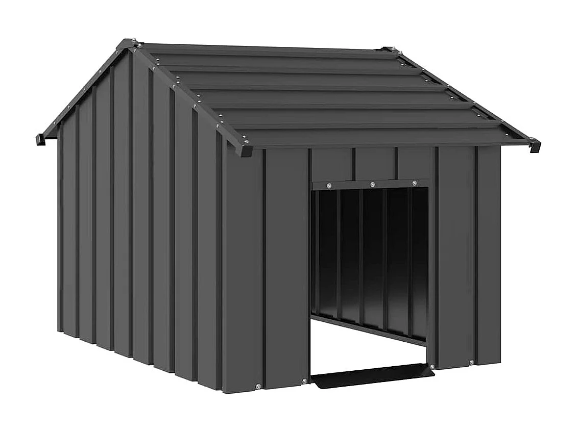 Niche pour chien avec toit noir 83x130x85 cm acier galvanisé
