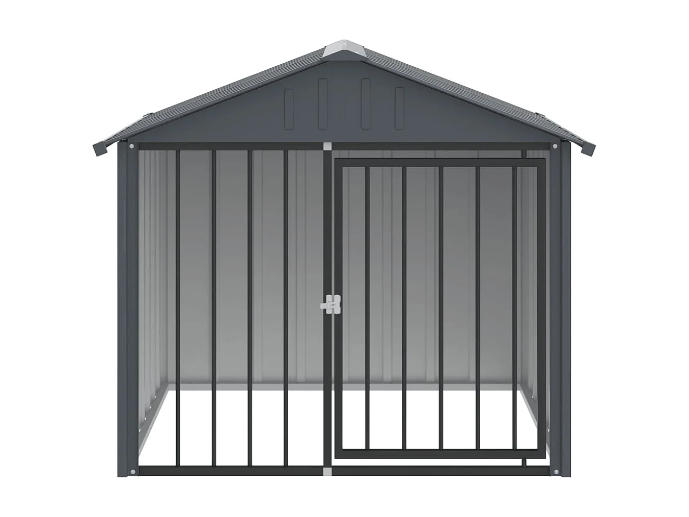 Caseta perros con tejado acero galvanizado negro 117x103x102 cm