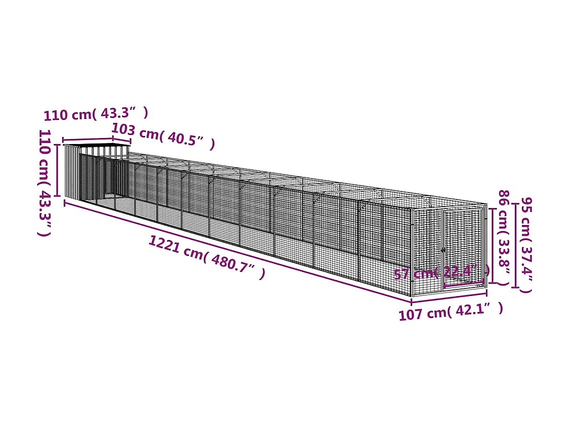 Niche pour chien avec cour gris clair 110x1221x110 cm