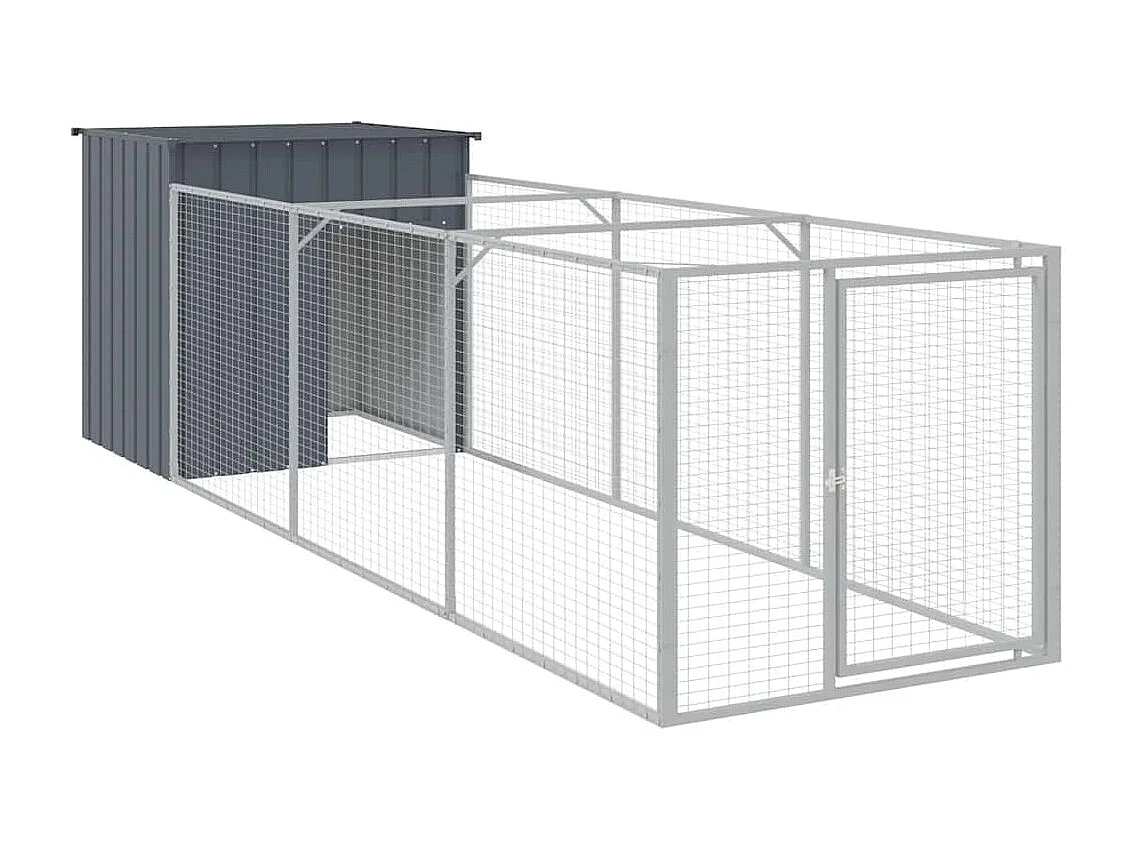 Niche pour chien avec cour anthracite 110x405x110 cm