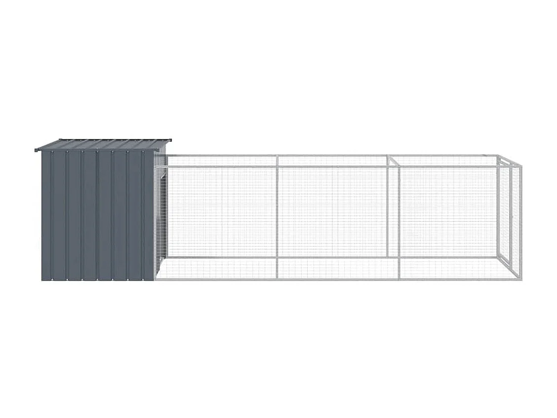 Niche pour chien avec cour anthracite 110x405x110 cm