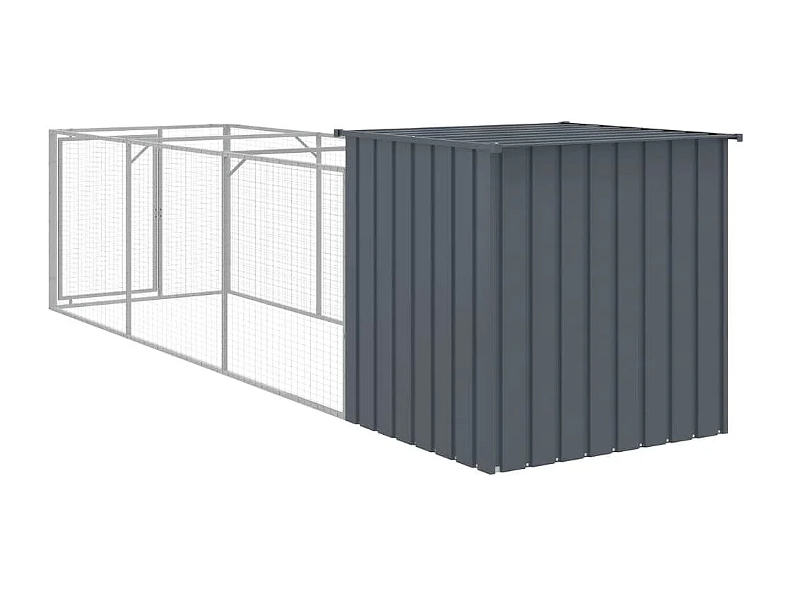 Niche pour chien avec cour anthracite 110x405x110 cm