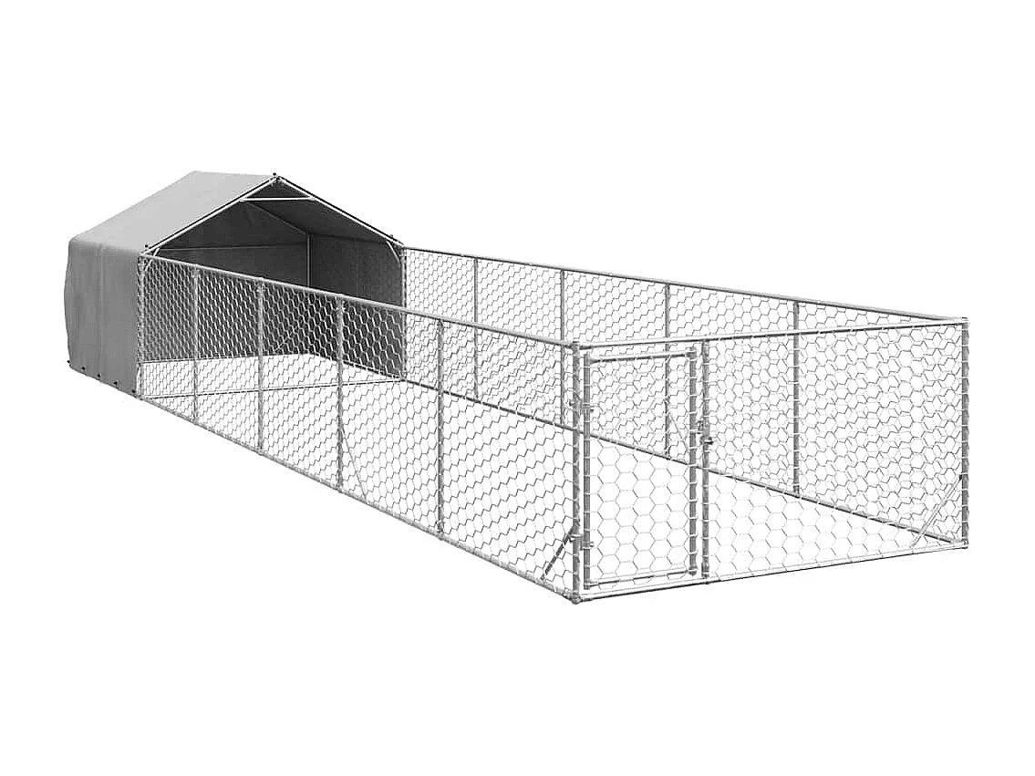 Niche d'extérieur pour chien enclos 8x2x1,5 m acier galvanisé