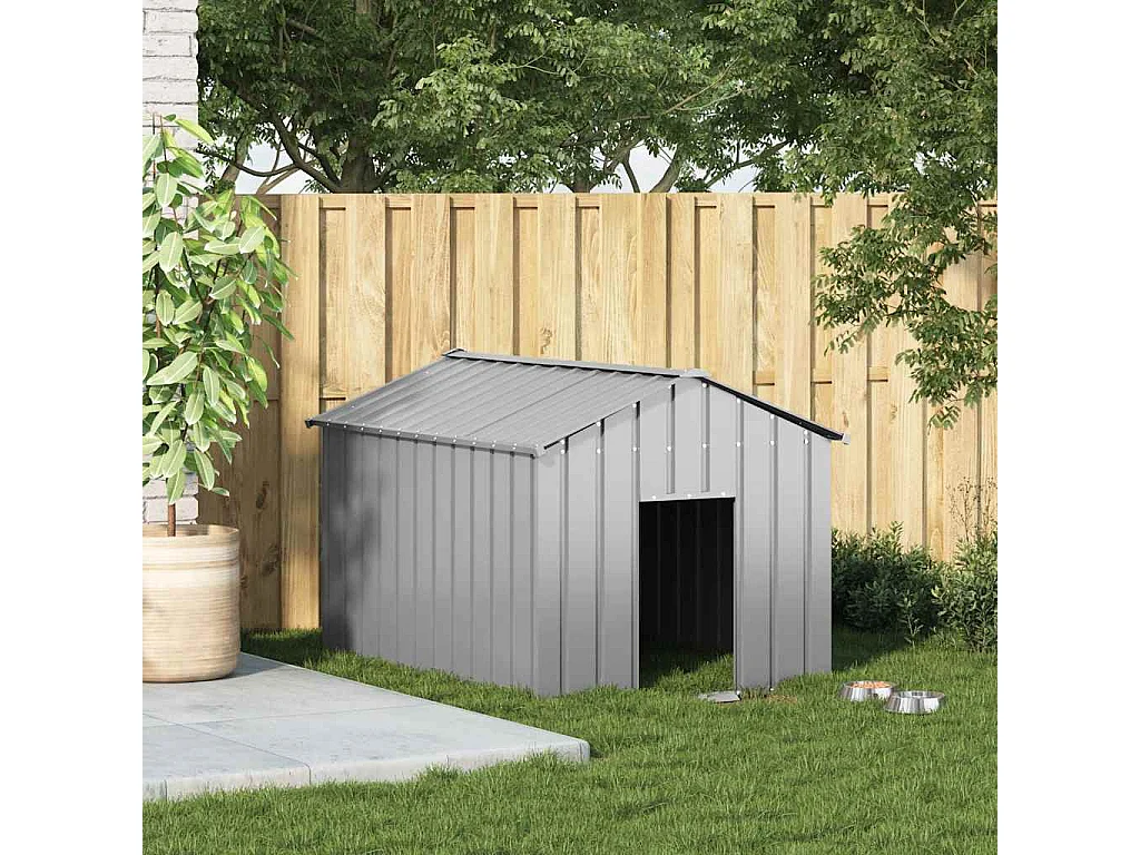 Caseta para perros con techo acero galvanizado 113x153x101 cm