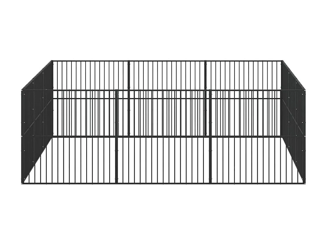 Parc pour chien 12 panneaux noir acier galvanisé