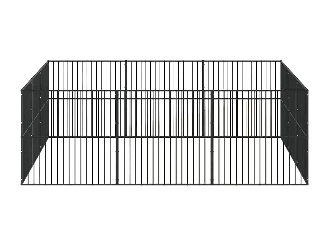 Parc pour chien 12 panneaux noir acier galvanisé