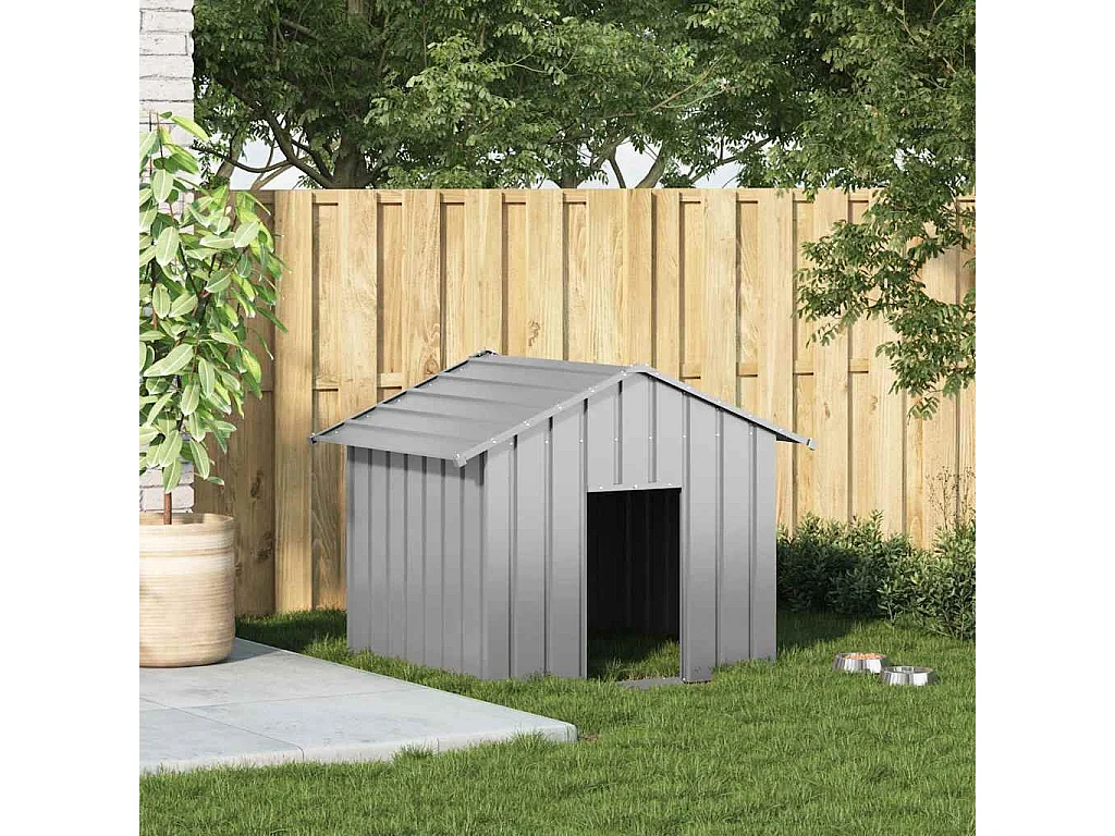 Caseta para perros con techo acero galvanizado 131x101x102 cm