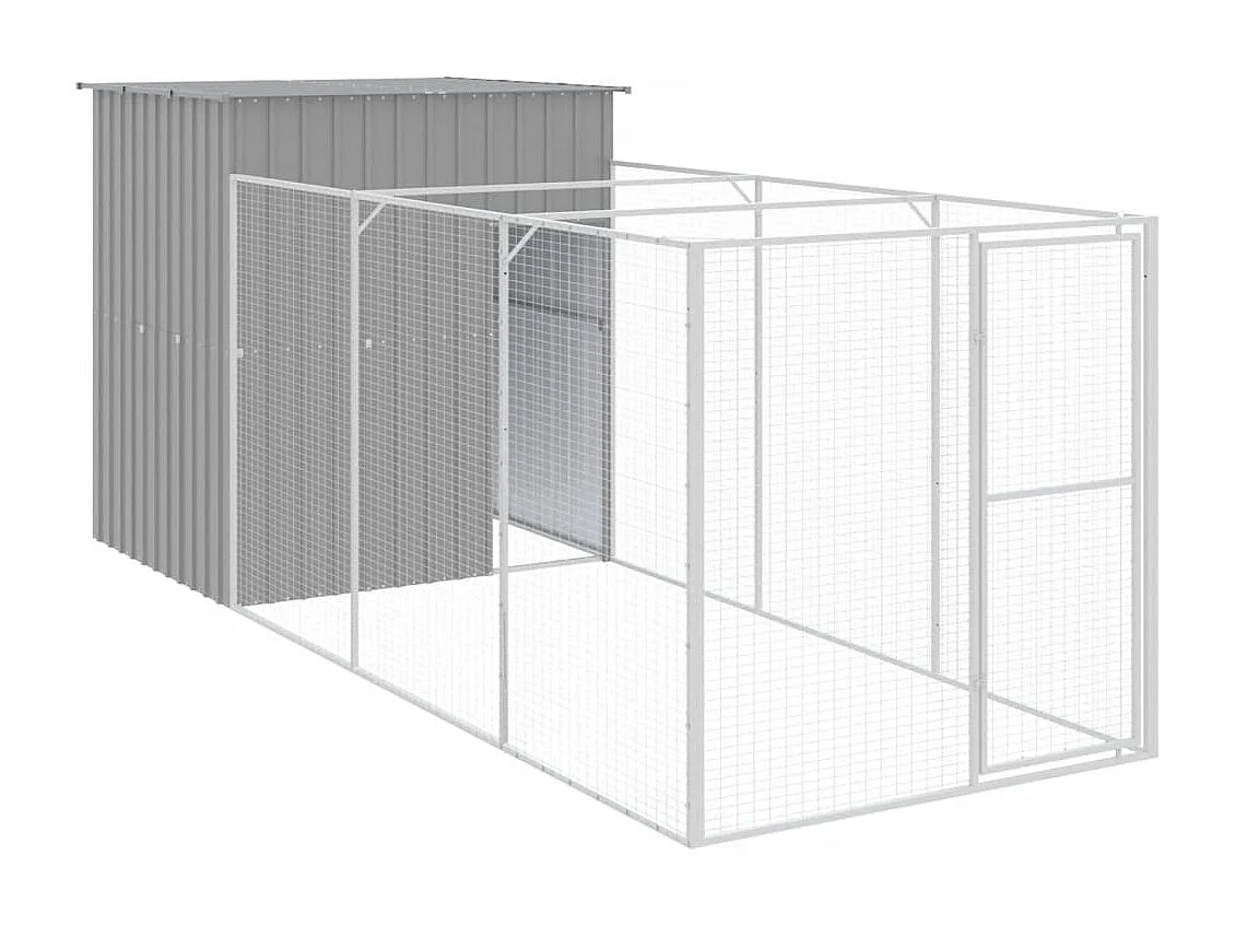 Caseta perros corral acero galvanizado gris claro 165x455x181cm