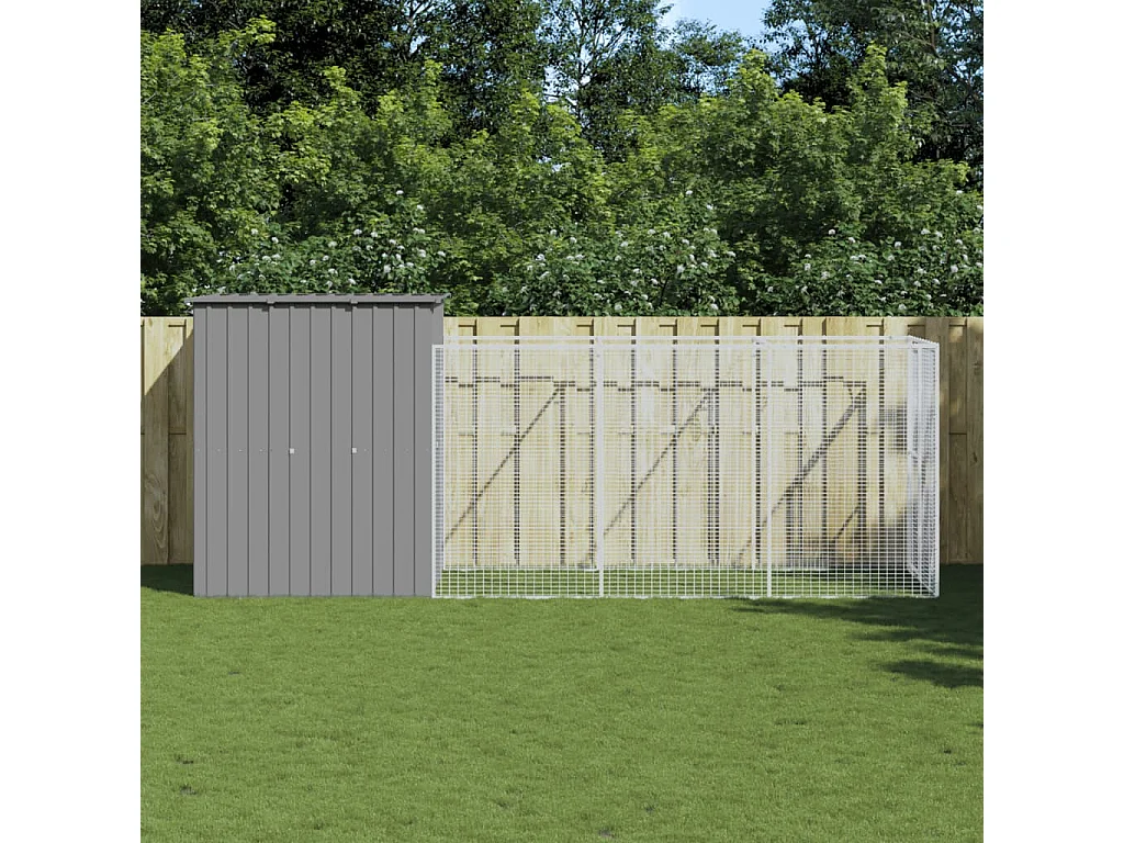 Niche pour chien avec cour gris clair 165x455x181 cm