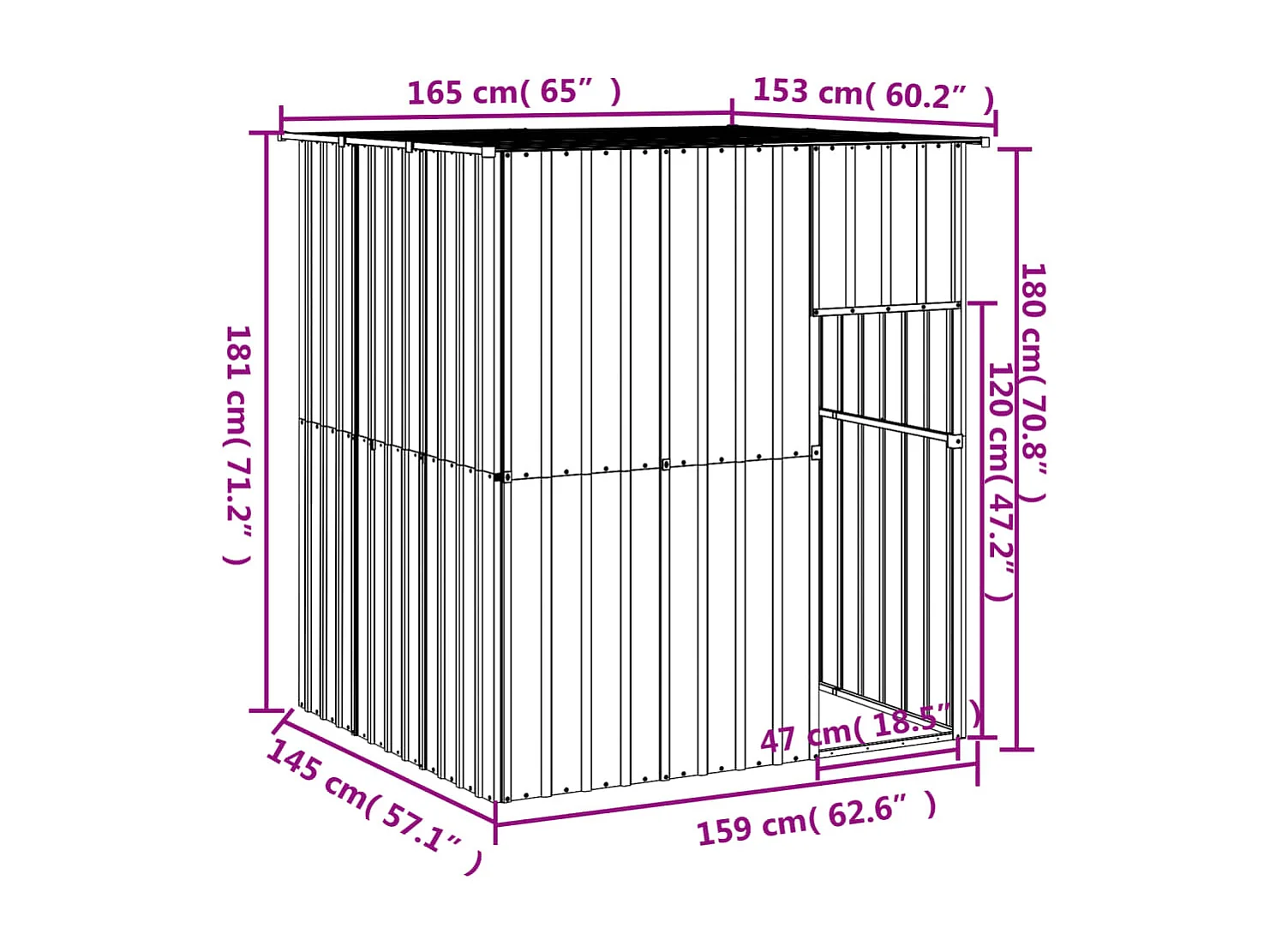 Caseta perros con tejado acero galvanizado gris 165x153x181 cm