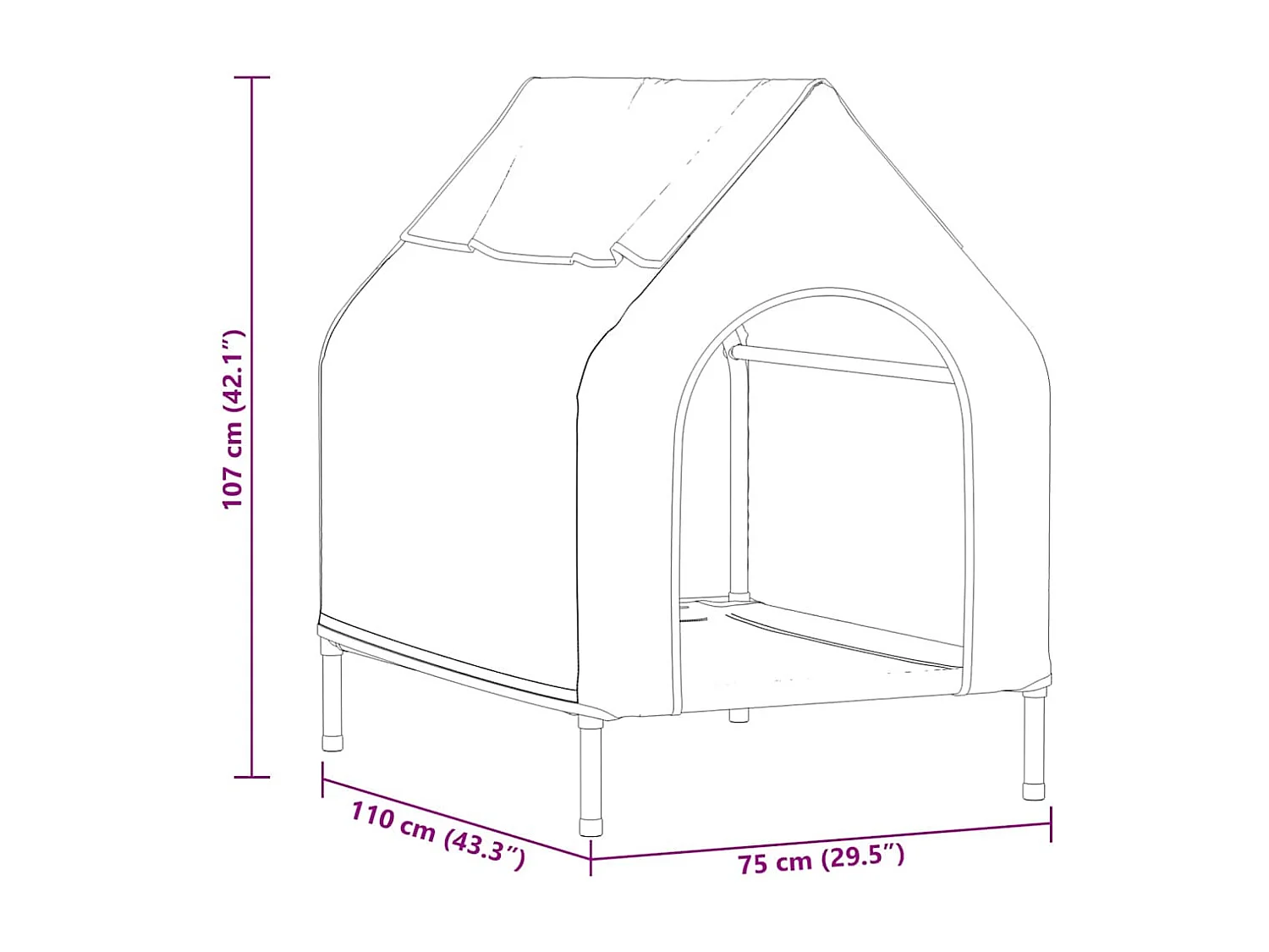 Maison pour Chiens Noir 110 x 75 x 107,5 cm