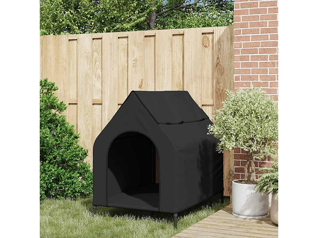 Casa para perros Negro 110 x 75 x 107.5 cm Tela Oxford y Acero