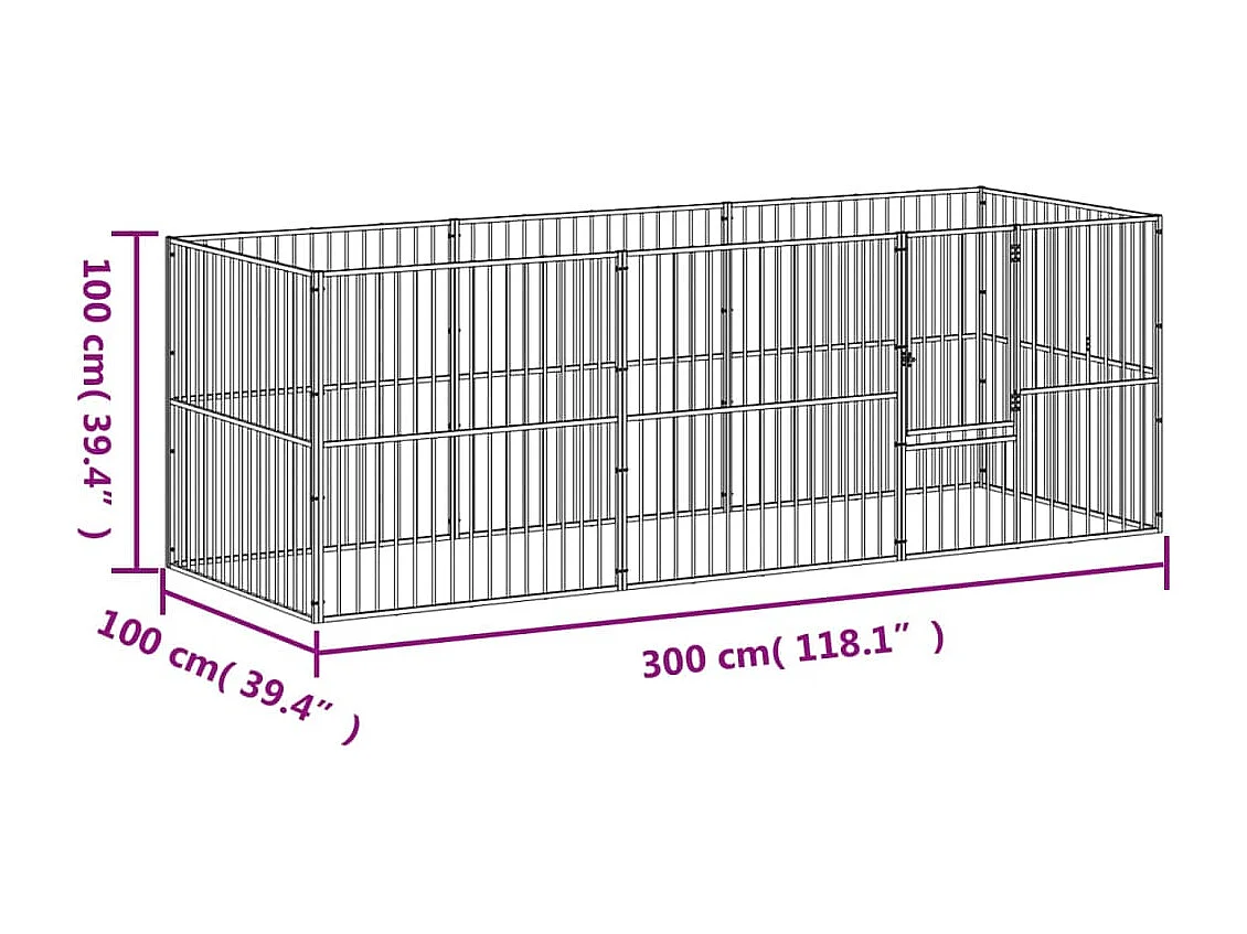 Parc pour chien 8 panneaux noir acier galvanisé