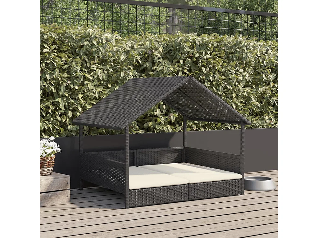 Niche pour chien avec coussin résine tressée