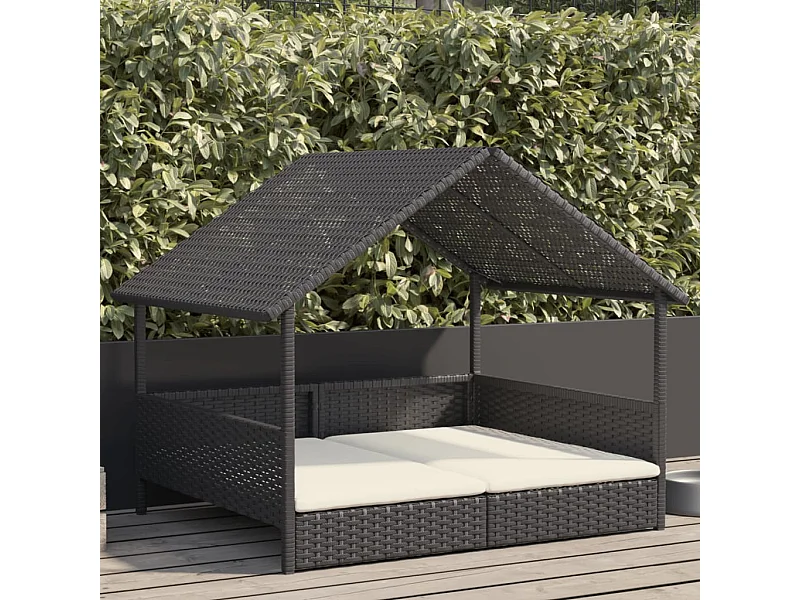 Niche pour chien avec coussin résine tressée