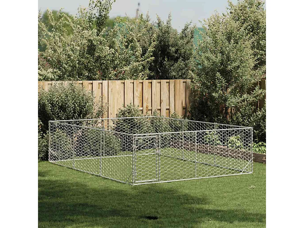 Caseta para perros de exterior con puerta de acero galvanizado (3 x 4 x 1 m)