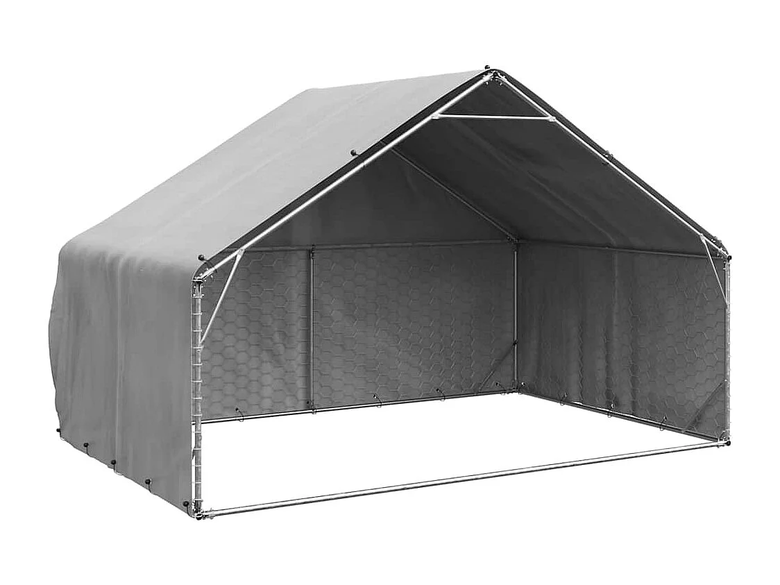 Niche d'extérieur pour chien avec couvercle, 3 x 2 x 1,9 m, acier galvanisé