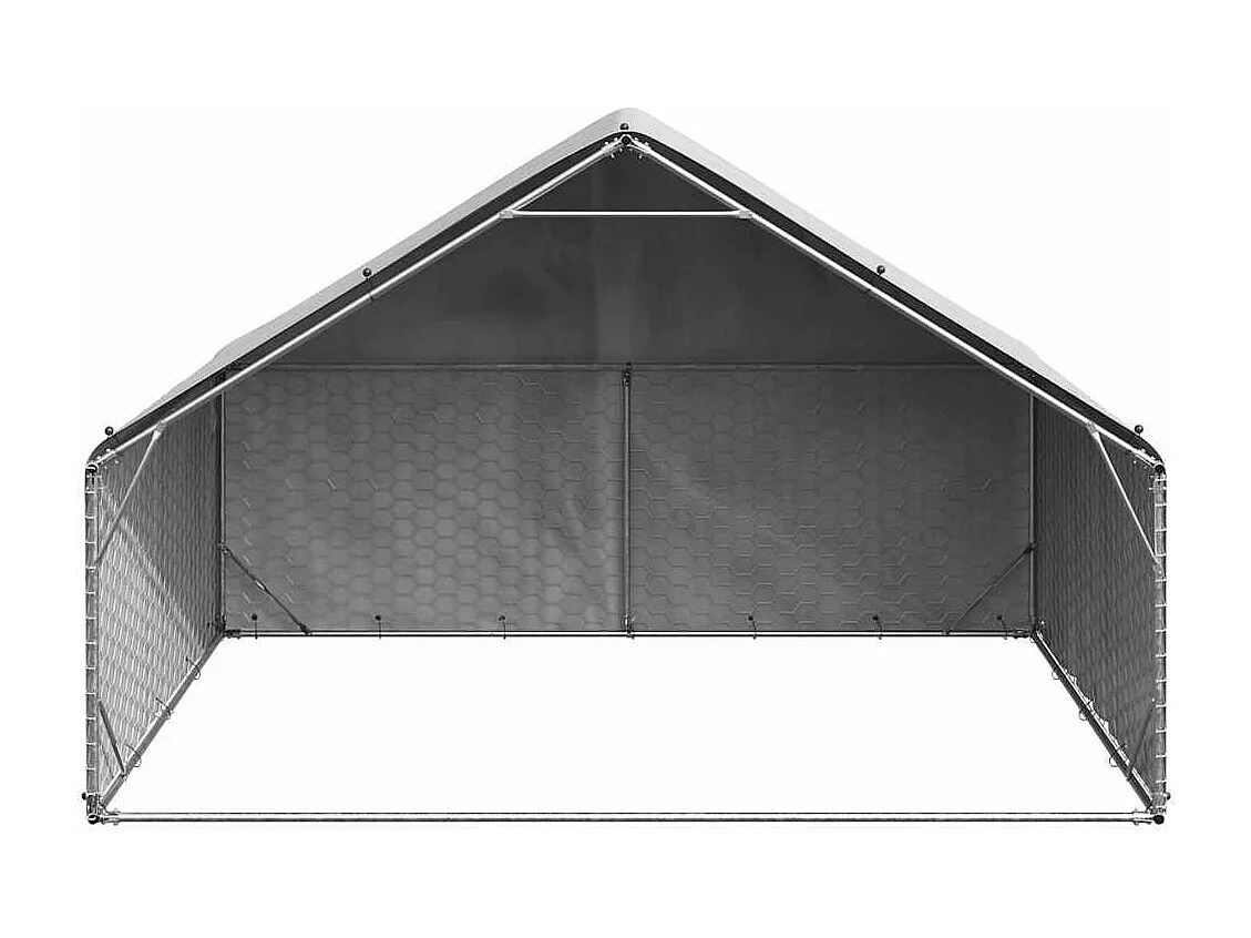 Niche d'extérieur pour chien avec couvercle, 3 x 2 x 1,9 m, acier galvanisé