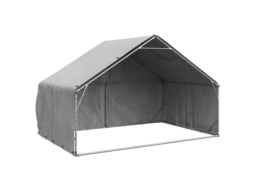 Caseta para perros de exterior con cubierta 3x2x1,9 m de acero galvanizado