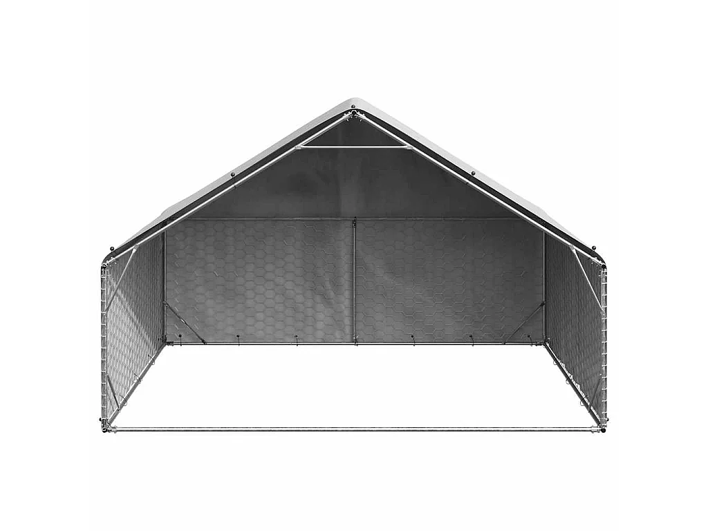 Caseta para perros de exterior con cubierta 3x2x1,9 m de acero galvanizado
