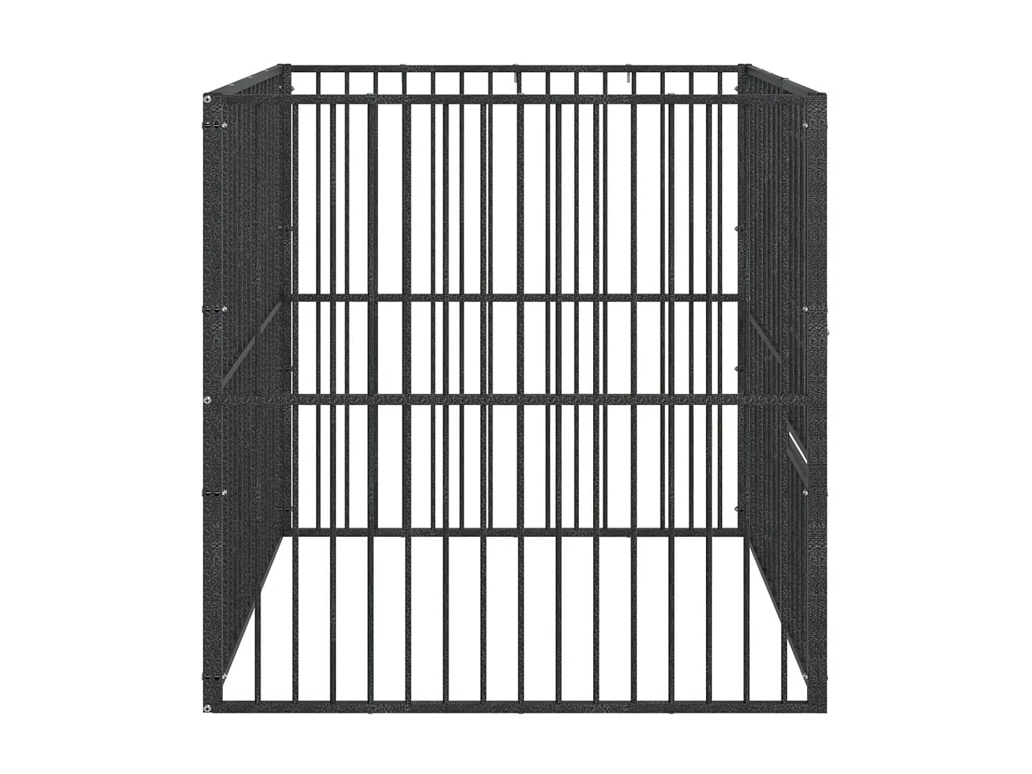 Parc pour chien 4 panneaux noir acier galvanisé