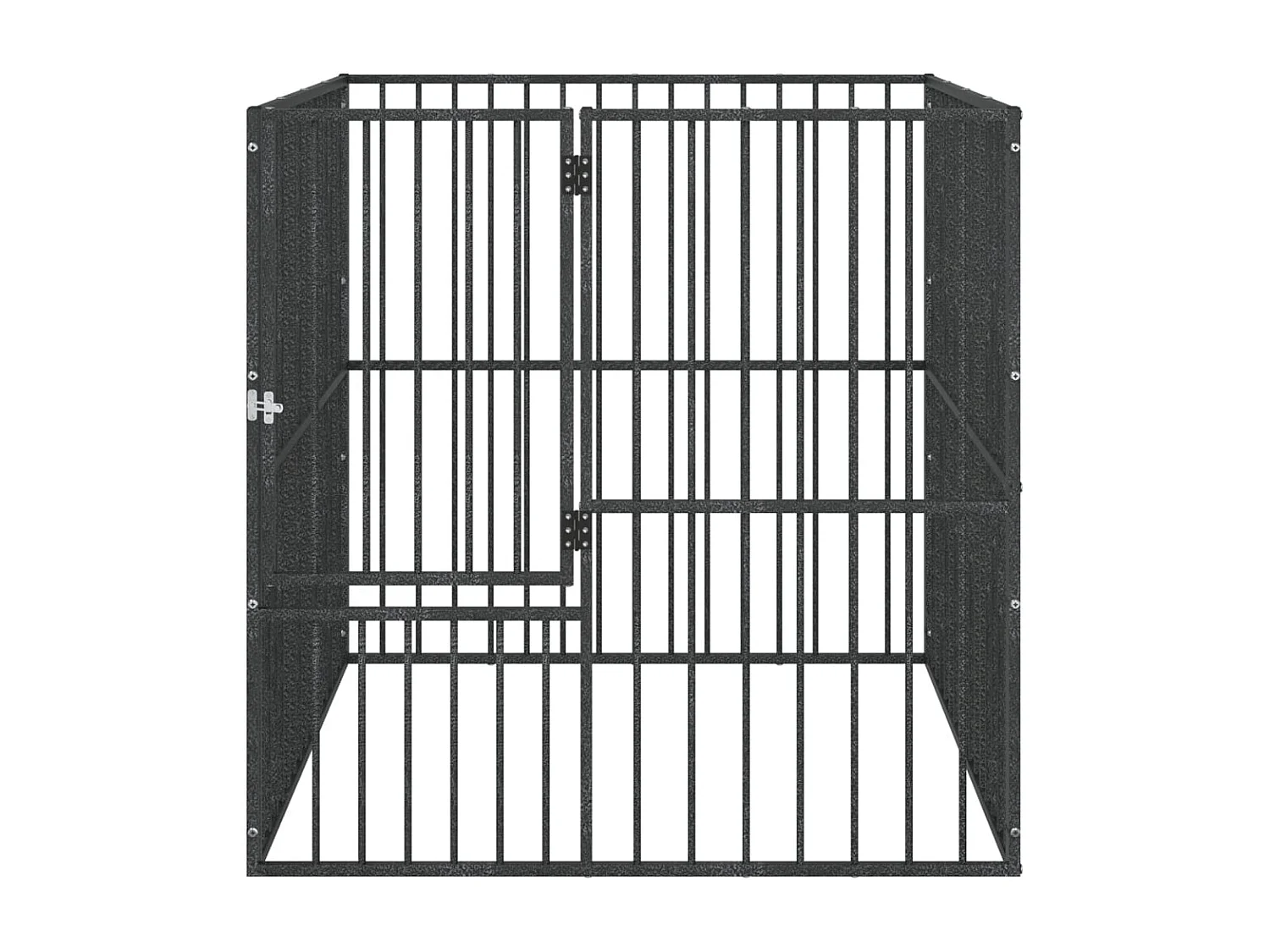Parc pour chien 4 panneaux noir acier galvanisé