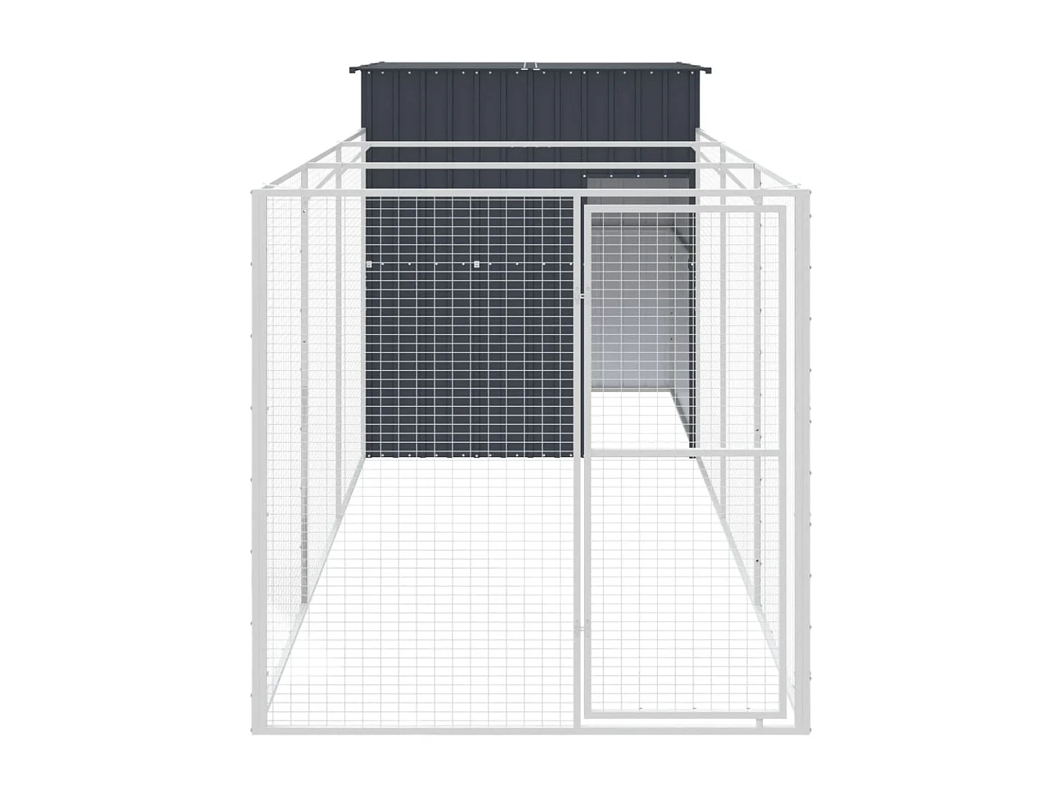 Caseta de perros con corral acero galvanizado 165x455x181 cm