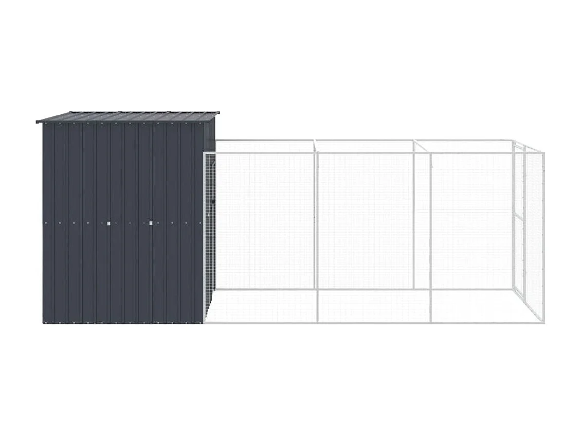Caseta de perros con corral acero galvanizado 165x455x181 cm