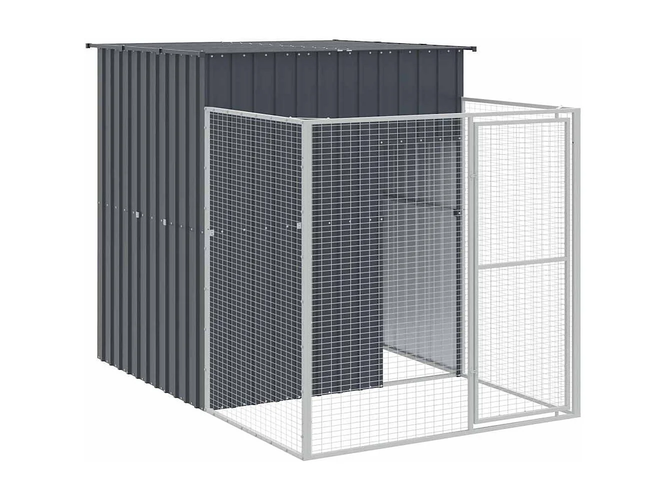 Caseta de perros con corral acero galvanizado 165x455x181 cm