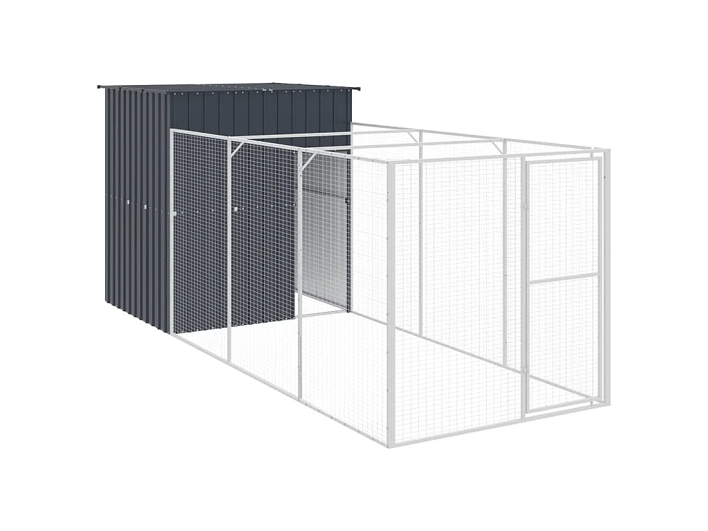 Caseta de perros con corral acero galvanizado 165x455x181 cm