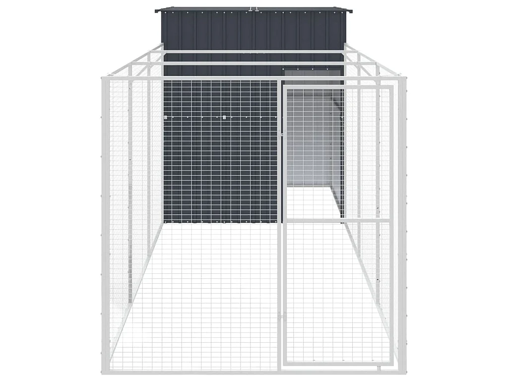 Caseta de perros con corral acero galvanizado 165x455x181 cm