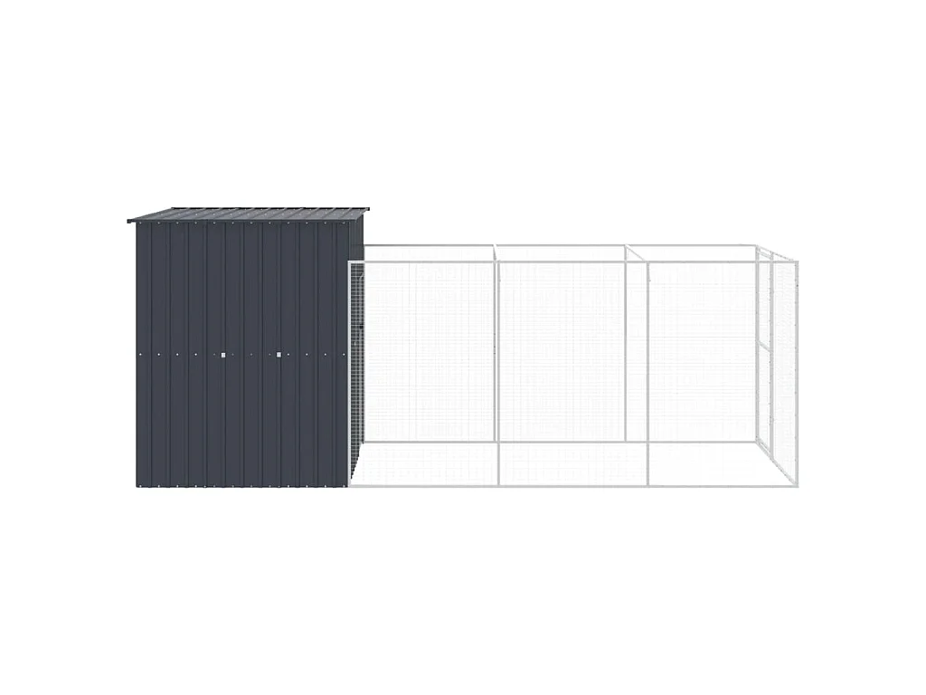 Caseta de perros con corral acero galvanizado 165x455x181 cm