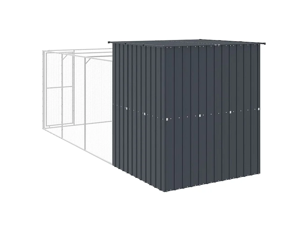 Caseta de perros con corral acero galvanizado 165x455x181 cm