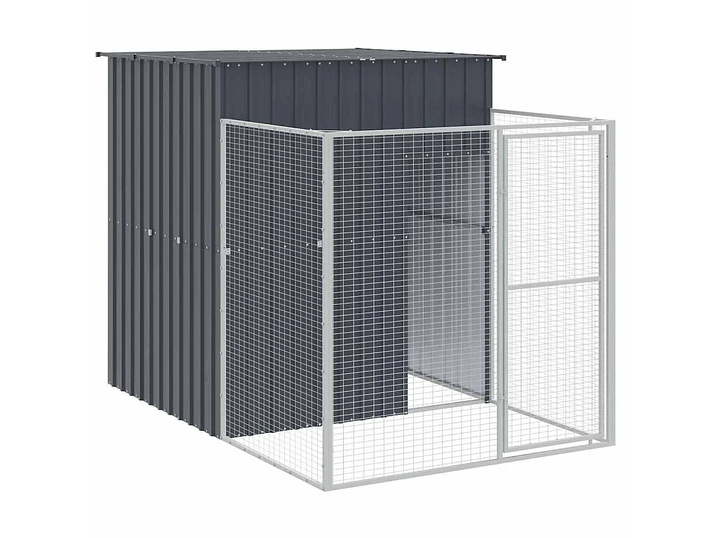 Caseta de perros con corral acero galvanizado 165x455x181 cm