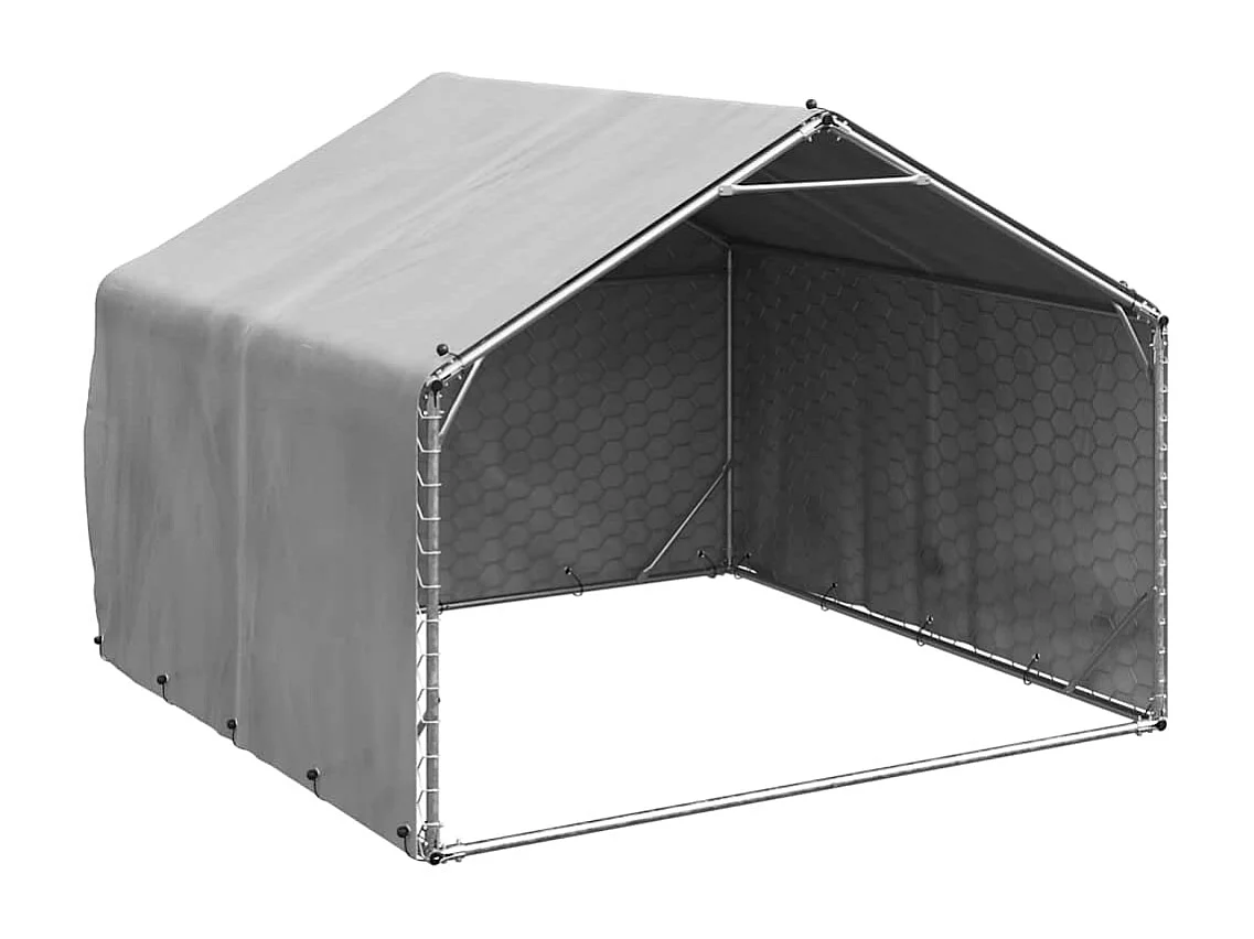 Niche d'extérieur pour chien avec couvercle 2 x 2 x 1,5 m en acier galvanisé