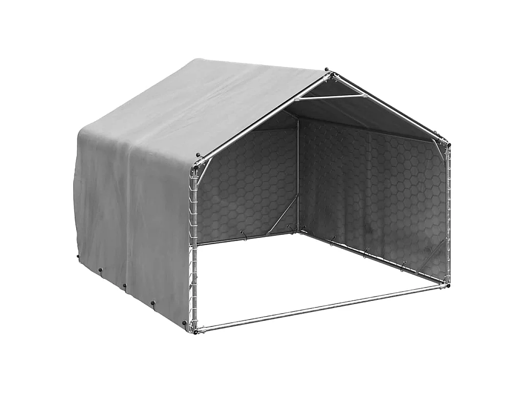 Caseta para perros de exterior con cubierta 2x2x1,5 m de acero galvanizado