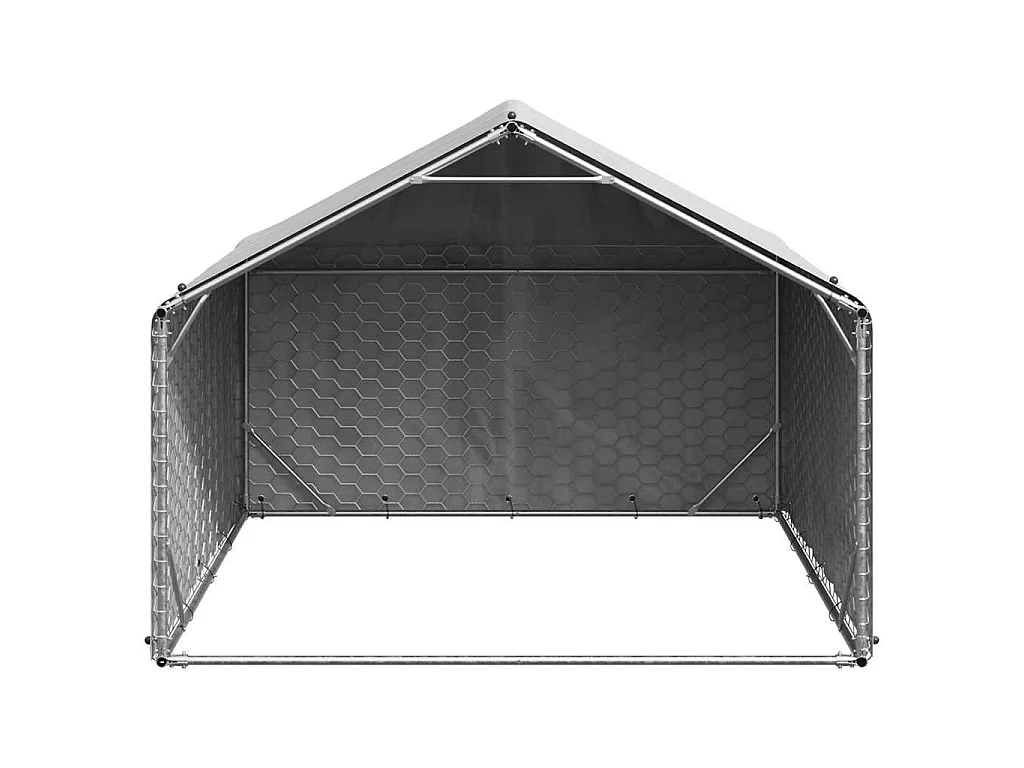 Caseta para perros de exterior con cubierta 2x2x1,5 m de acero galvanizado
