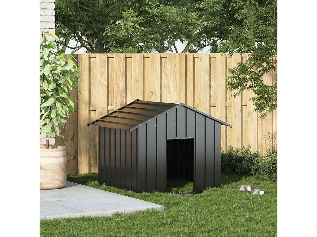 Caseta para perros con techo acero galvanizado 131x101x102 cm
