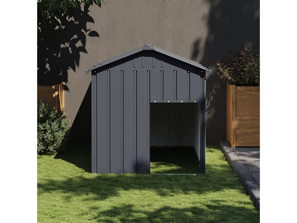 Caseta perros con tejado acero galvanizado gris 117x153x123 cm
