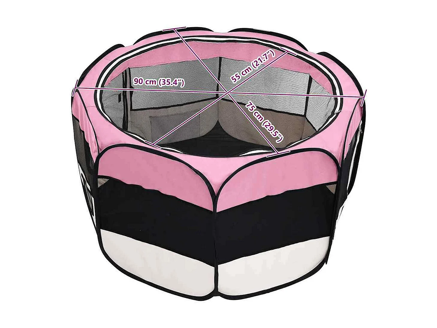 Parc pour chiens pliable avec sac de transport Rose 90x90x58 cm