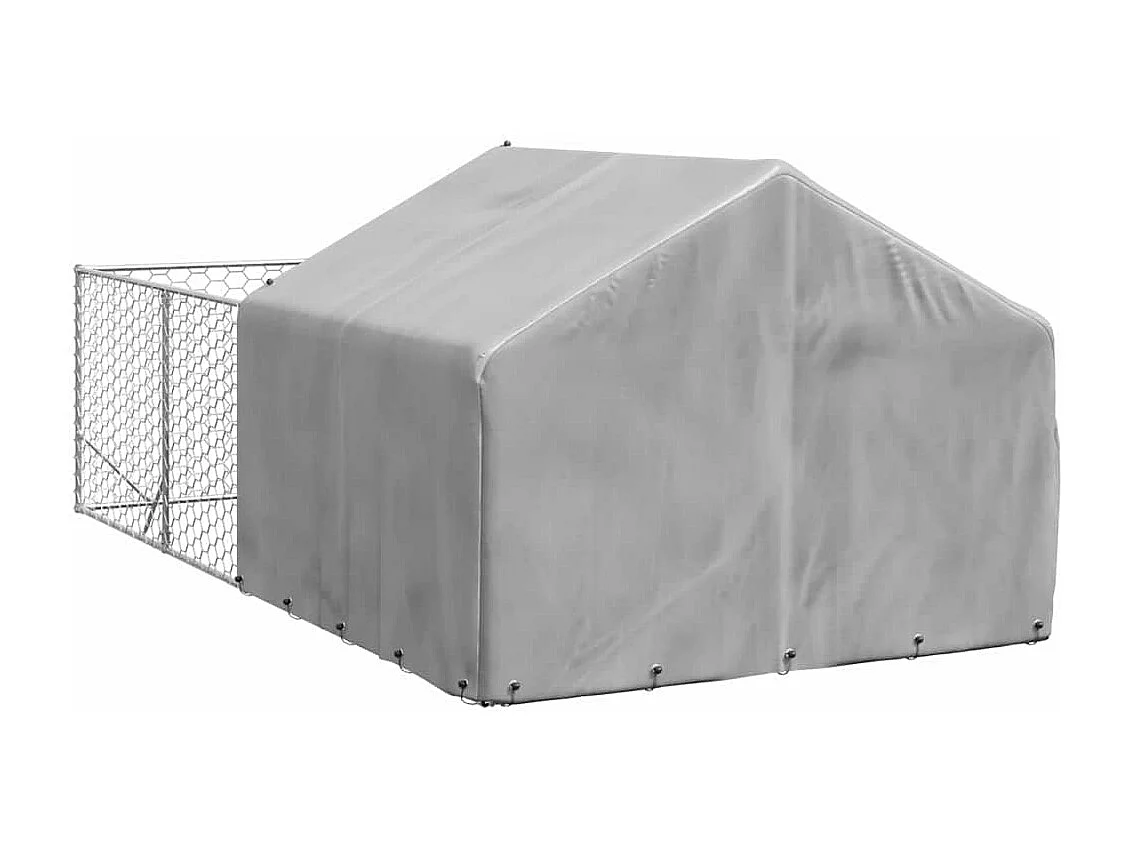 Niche d'extérieur pour chien enclos 4x2x1,5 m acier galvanisé