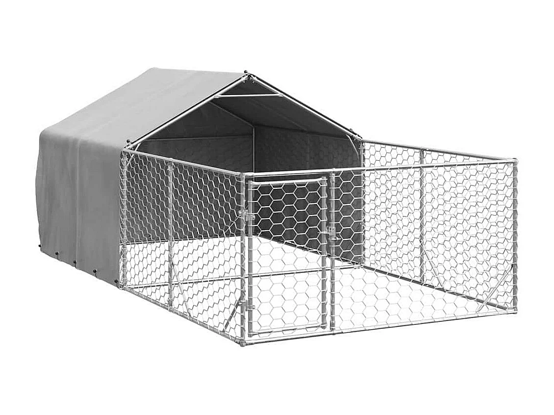 Niche d'extérieur pour chien enclos 4x2x1,5 m acier galvanisé