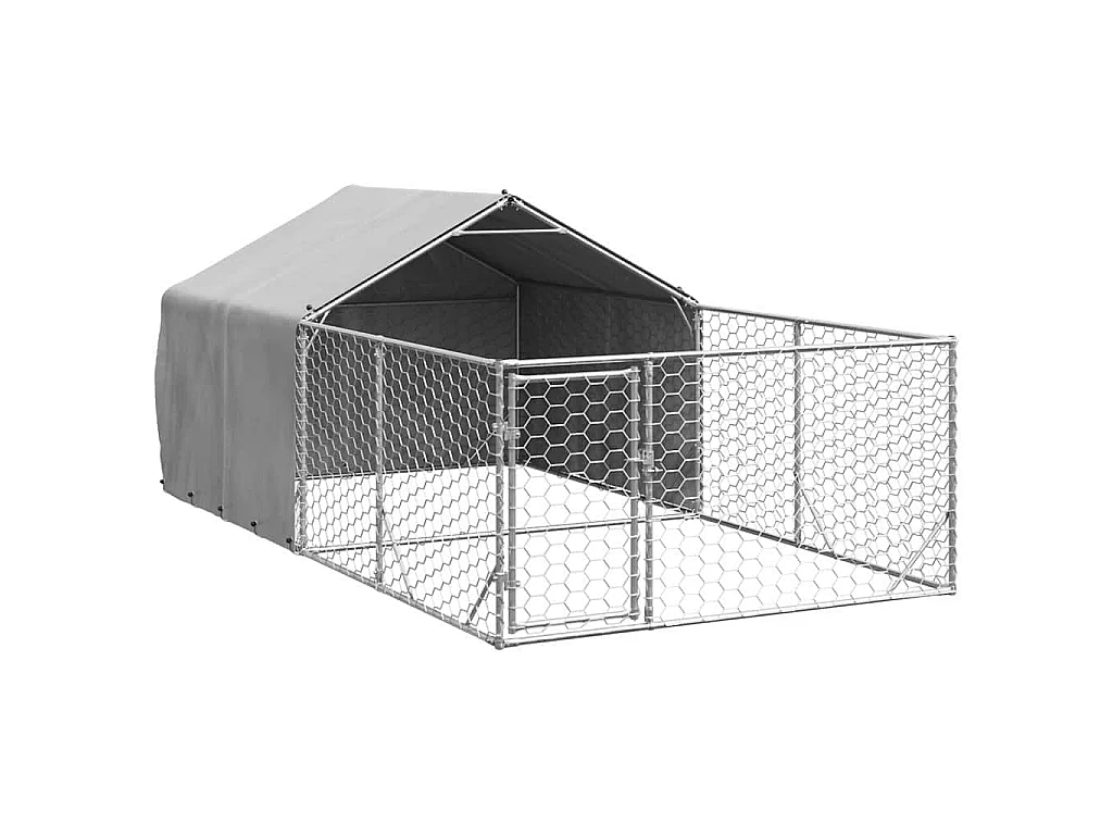 Caseta perros exterior con corral 4x2x1,5 m acero galvanizado