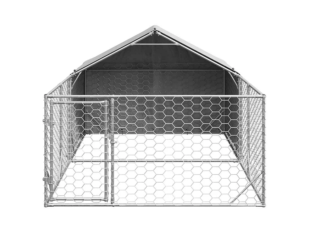 Caseta perros exterior con corral 4x2x1,5 m acero galvanizado