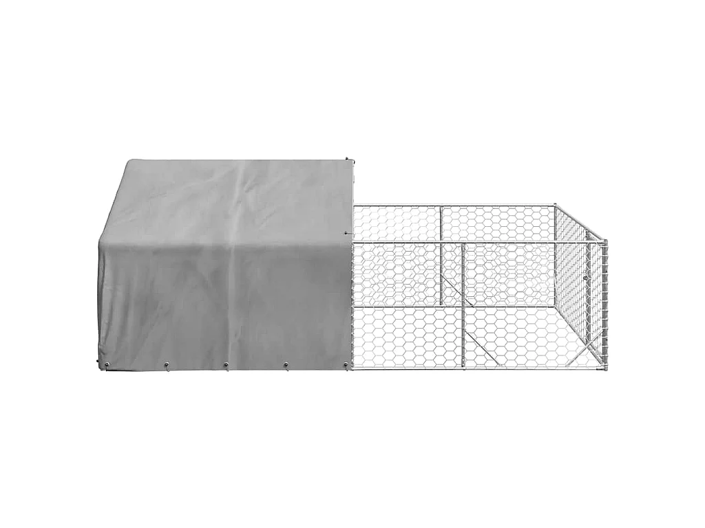 Caseta perros exterior con corral 4x2x1,5 m acero galvanizado