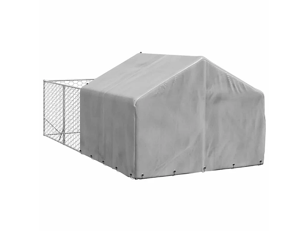 Caseta perros exterior con corral 4x2x1,5 m acero galvanizado
