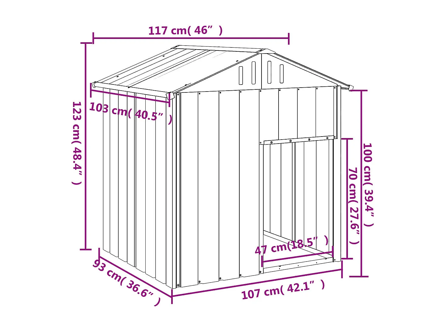 Niche pour chien avec toit anthracite acier galvanisé