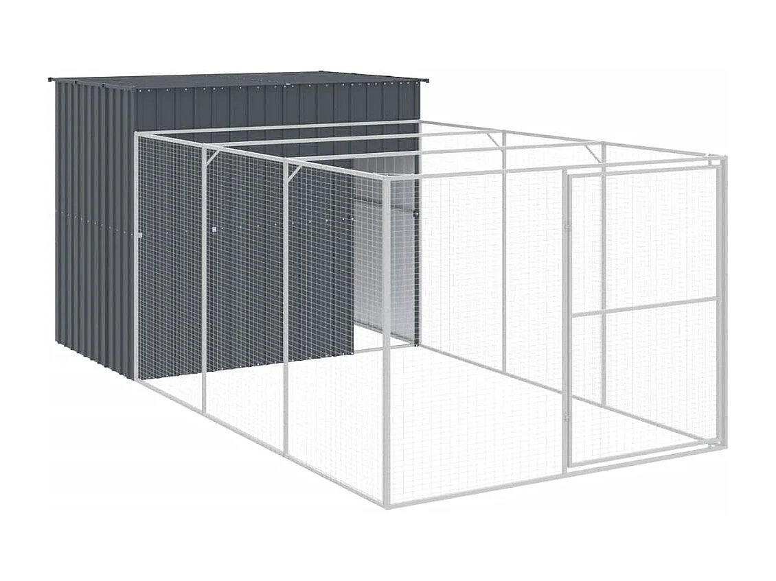Niche pour chien avec cour anthracite 214x457x181 cm
