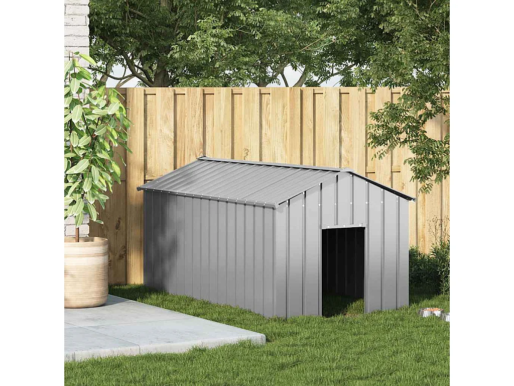 Caseta para perros con techo acero galvanizado 114x202x101 cm
